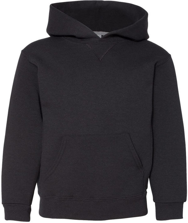 Am image of a Custom Youth Dri Power Hooded Pullover Sweatshirt in Black!