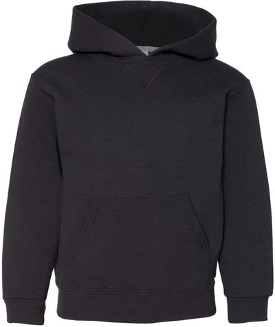 Am image of a Custom Youth Dri Power Hooded Pullover Sweatshirt in Black!