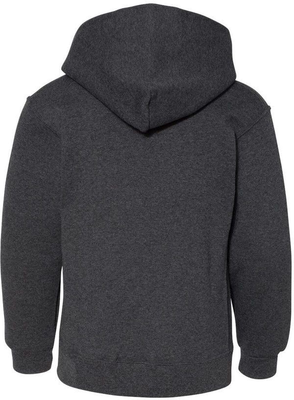 Am image of a Custom Youth Dri Power Hooded Pullover Sweatshirt in Black Heather!