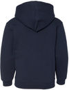 Am image of a Custom Youth Dri Power Hooded Pullover Sweatshirt in Navy!
