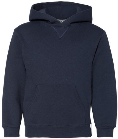 Am image of a Custom Youth Dri Power Hooded Pullover Sweatshirt in Navy!