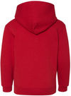 Am image of a Custom Youth Dri Power Hooded Pullover Sweatshirt in True Red!