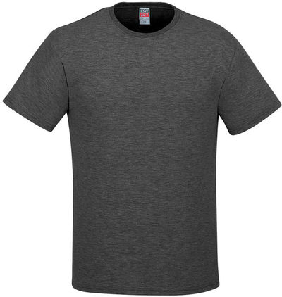 Am image of a Custom CSW Parkour Crewneck Ring Spun Combed Cotton Tee in Charcoal Heather!