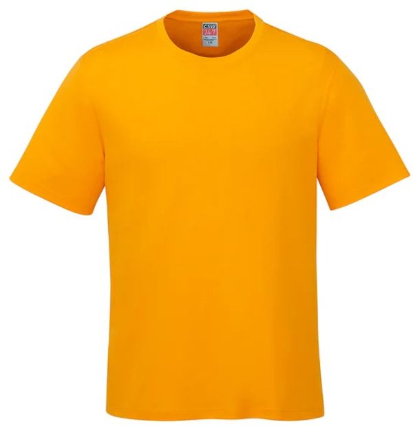 Am image of a Custom CSW Parkour Crewneck Ring Spun Combed Cotton Tee in Gold!