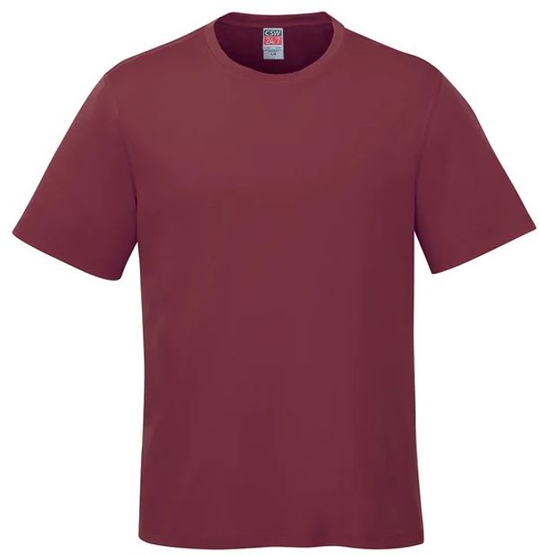 Am image of a Custom CSW Parkour Crewneck Ring Spun Combed Cotton Tee in Maroon!