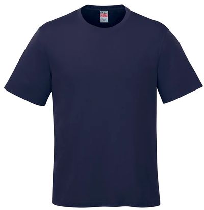 Am image of a Custom CSW Parkour Crewneck Ring Spun Combed Cotton Tee in Navy!
