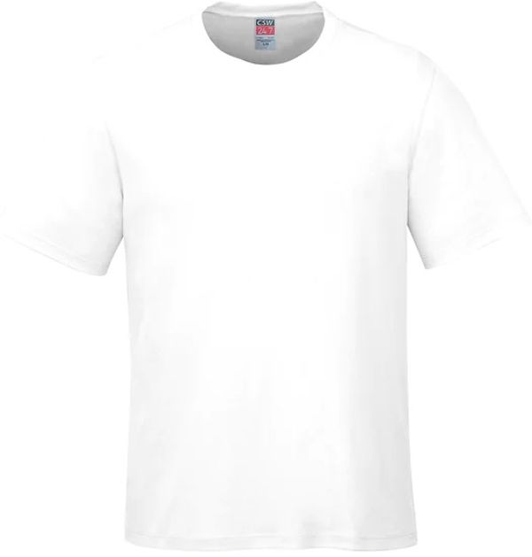 Am image of a Custom CSW Parkour Crewneck Ring Spun Combed Cotton Tee in White!