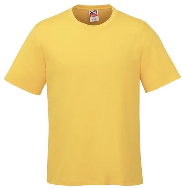 Am image of a Custom CSW Parkour Crewneck Ring Spun Combed Cotton Tee in Yellow!