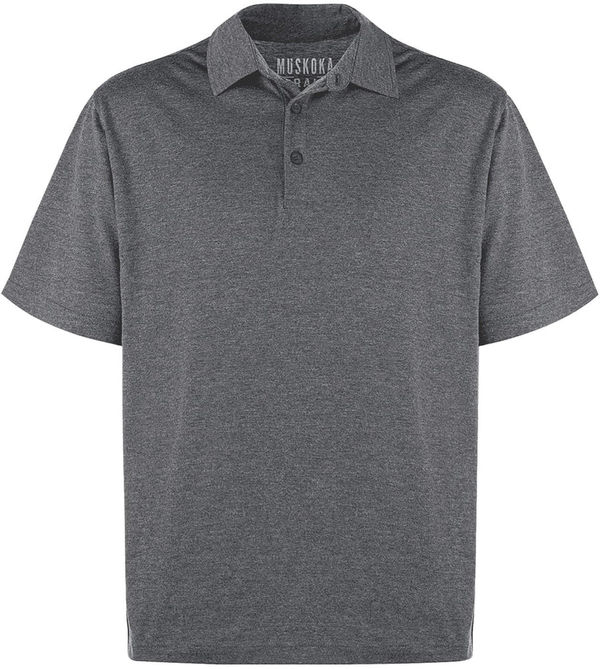Am image of a Custom Muskoka Trail Garment Co Fairway Mens Poly Cotton Polo Shirt in Melange Charcoal!