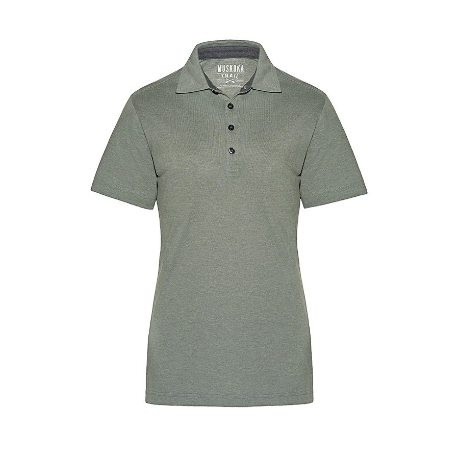 Muskoka Trail Garment Co Fairway Ladies Poly Cotton Polo Shirt in Melange Fatigue Green