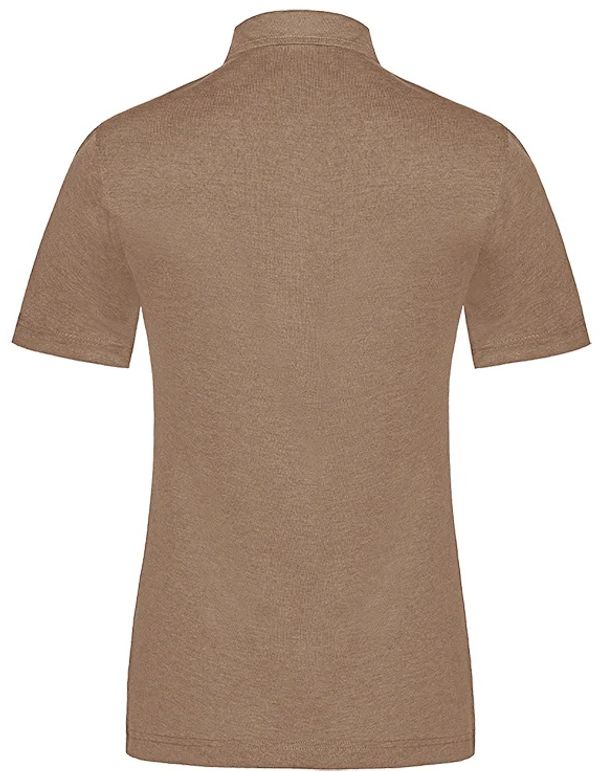 Am image of a Custom Muskoka Trail Garment Co Fairway Ladies Poly Cotton Polo Shirt in Melange Taupe!