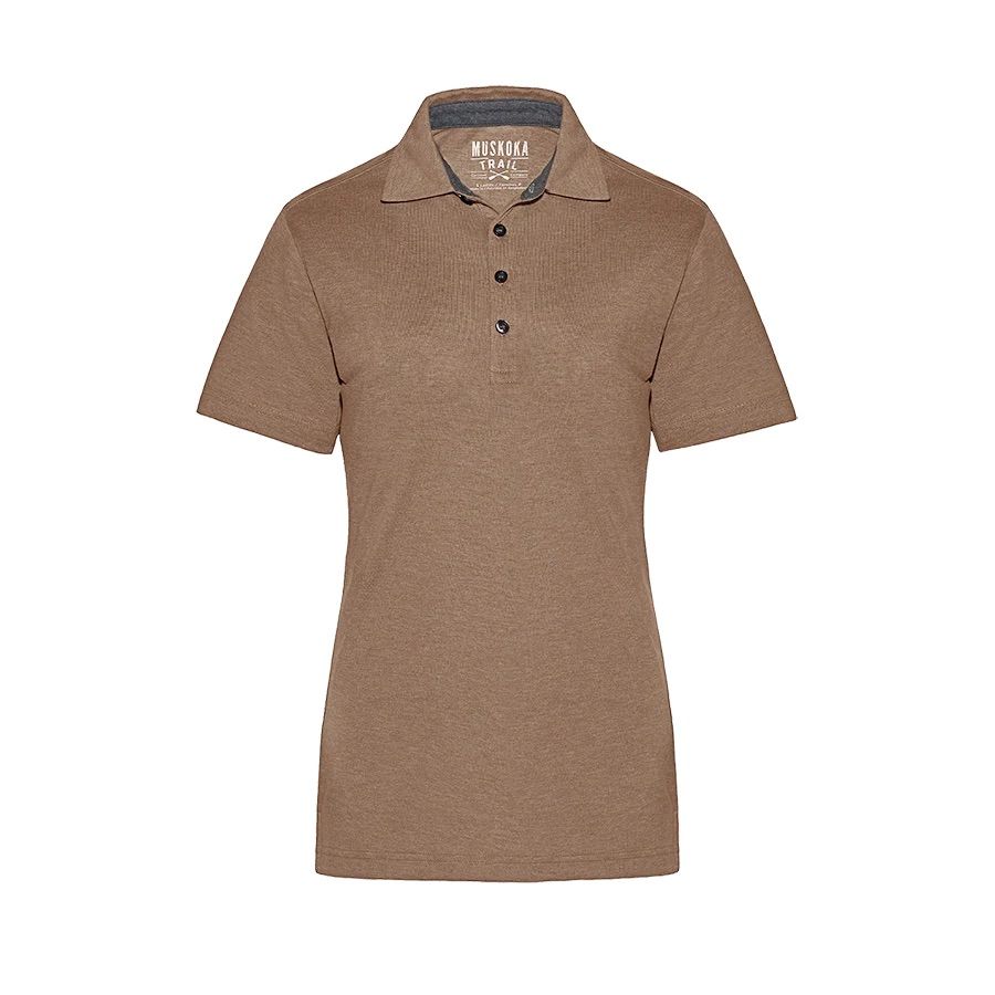 Muskoka Trail Garment Co Fairway Ladies Poly Cotton Polo Shirt in Melange Taupe