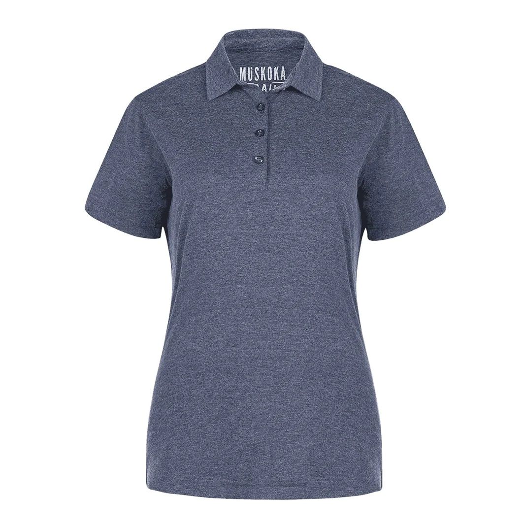 Muskoka Trail Garment Co Fairway Ladies Poly Cotton Polo Shirt in Melange Navy