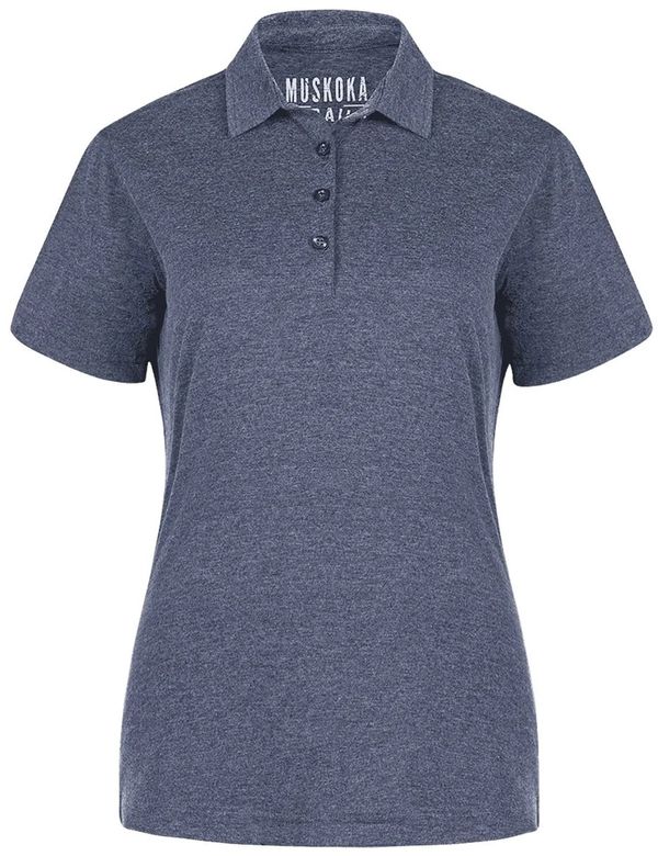 Am image of a Custom Muskoka Trail Garment Co Fairway Ladies Poly Cotton Polo Shirt in Melange Navy!