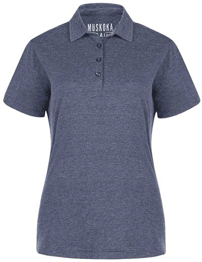 Am image of a Custom Muskoka Trail Garment Co Fairway Ladies Poly Cotton Polo Shirt in Melange Navy!