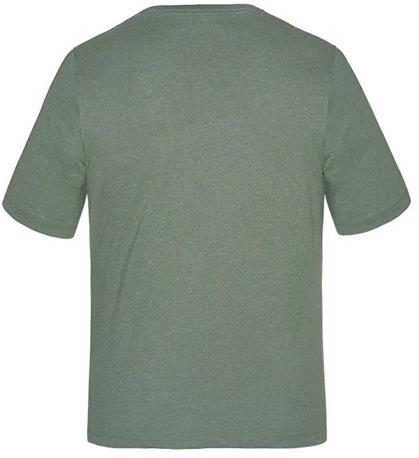 Am image of a Custom Muskoka Trail Garment Co Liberty Mens Cotton Poly Crew Neck Tee in Melange Fatigue Green!