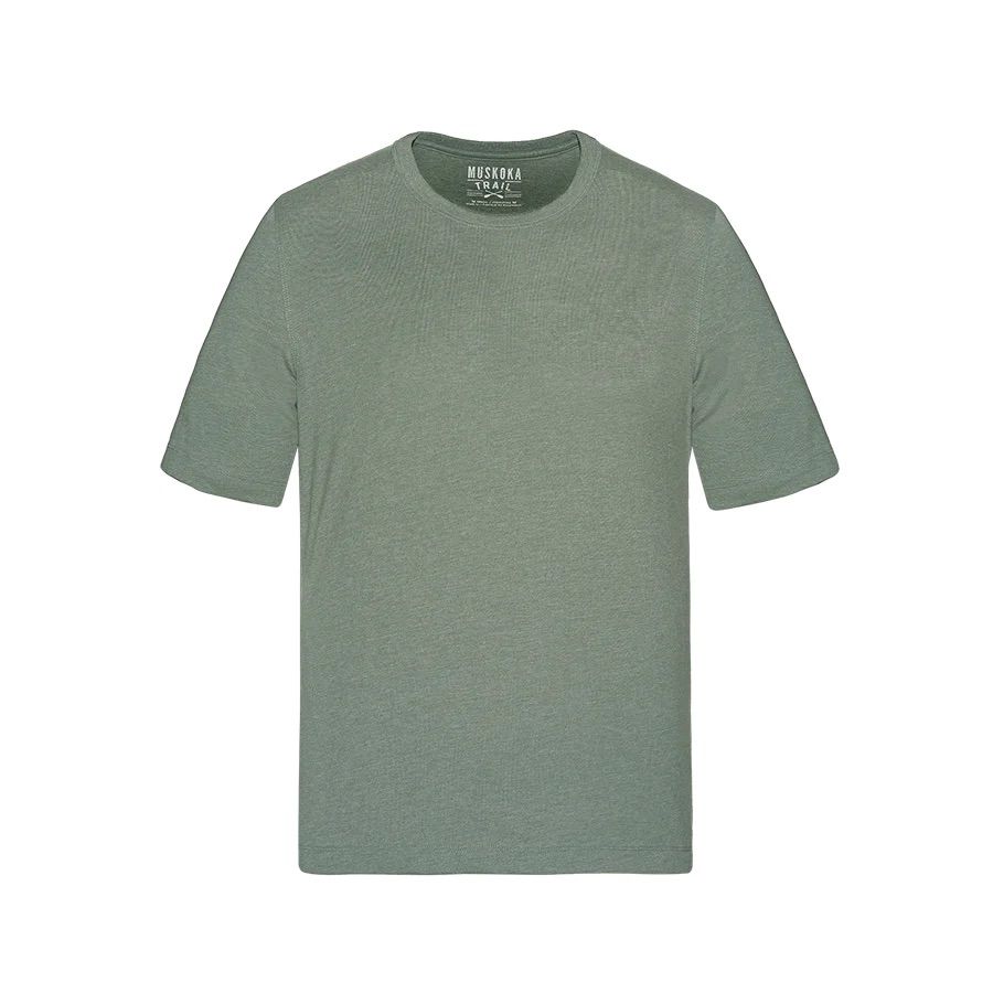 Muskoka Trail Garment Co Liberty Mens Cotton Poly Crew Neck Tee in Melange Fatigue Green