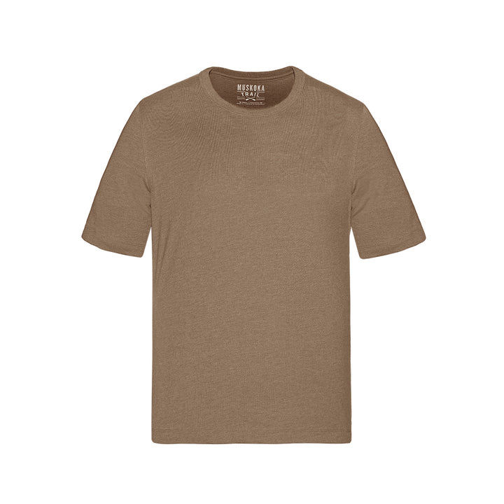 Muskoka Trail Garment Co Liberty Mens Cotton Poly Crew Neck Tee in Melange Taupe