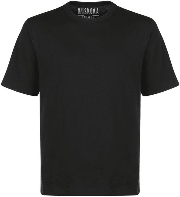 Am image of a Custom Muskoka Trail Garment Co Liberty Mens Cotton Poly Crew Neck Tee in Black!