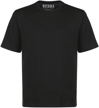 Am image of a Custom Muskoka Trail Garment Co Liberty Mens Cotton Poly Crew Neck Tee in Black!