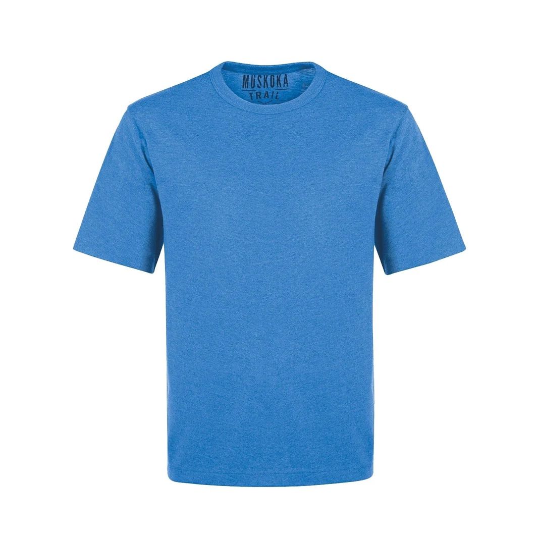 Muskoka Trail Garment Co Liberty Mens Cotton Poly Crew Neck Tee in Melange Cobalt