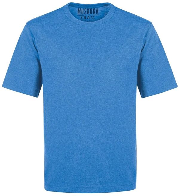 Am image of a Custom Muskoka Trail Garment Co Liberty Mens Cotton Poly Crew Neck Tee in Melange Cobalt!