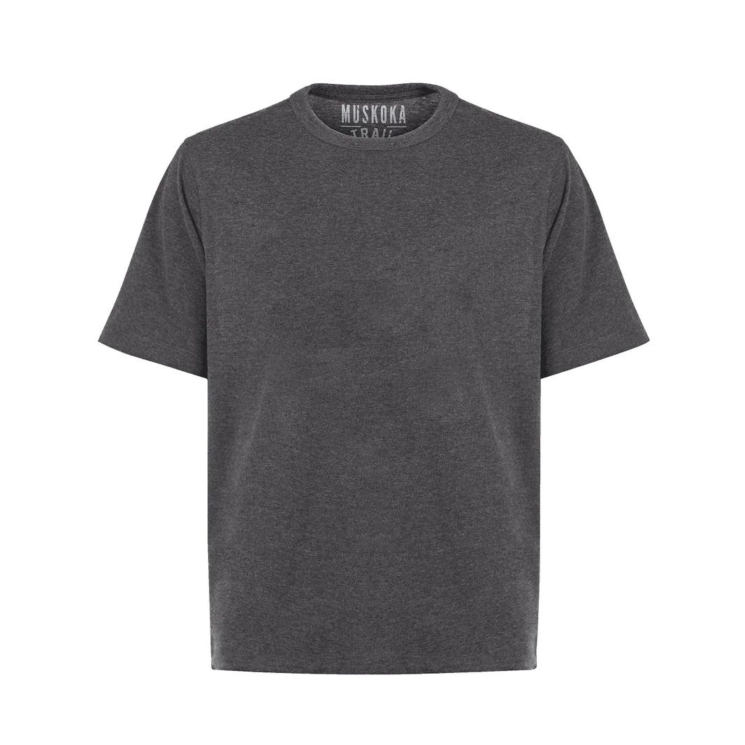 Muskoka Trail Garment Co Liberty Mens Cotton Poly Crew Neck Tee in Melange Charcoal
