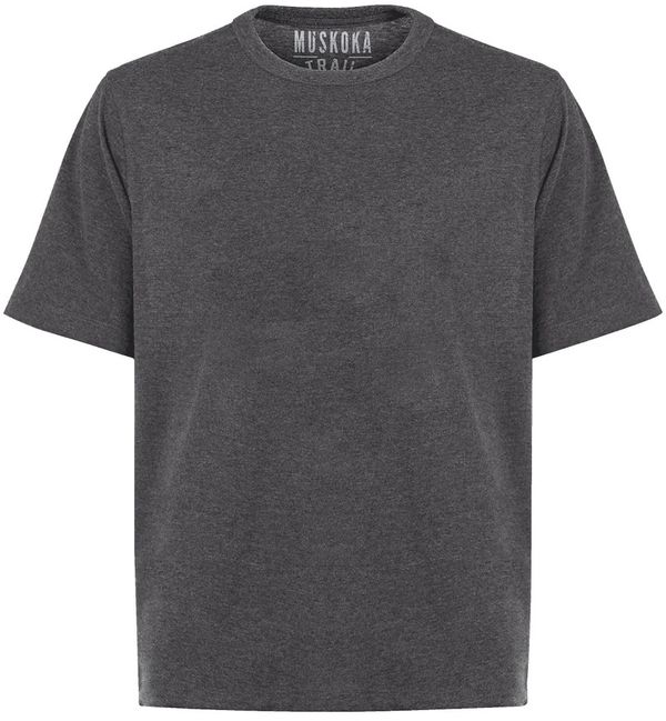 Am image of a Custom Muskoka Trail Garment Co Liberty Mens Cotton Poly Crew Neck Tee in Melange Charcoal!