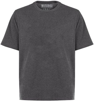 Am image of a Custom Muskoka Trail Garment Co Liberty Mens Cotton Poly Crew Neck Tee in Melange Charcoal!