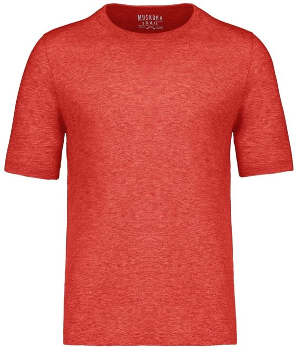 Am image of a Custom Muskoka Trail Garment Co Liberty Mens Cotton Poly Crew Neck Tee in Melange Crimson!
