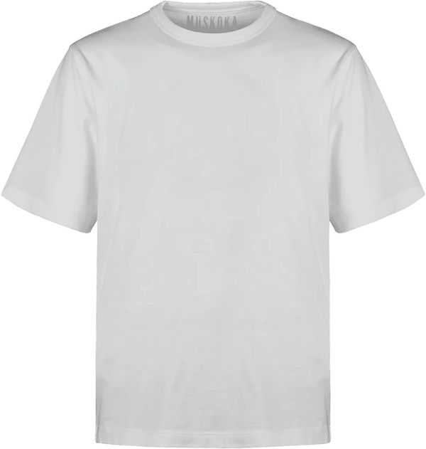 Am image of a Custom Muskoka Trail Garment Co Liberty Mens Cotton Poly Crew Neck Tee in White!