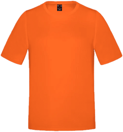 Am image of a Custom CX2 Coast Adult Performance Crewneck T Shirt in Intense Orange!
