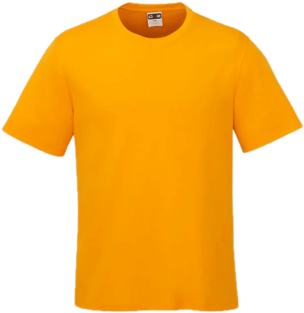 Am image of a Custom CX2 Coast Adult Performance Crewneck T Shirt in Gold!