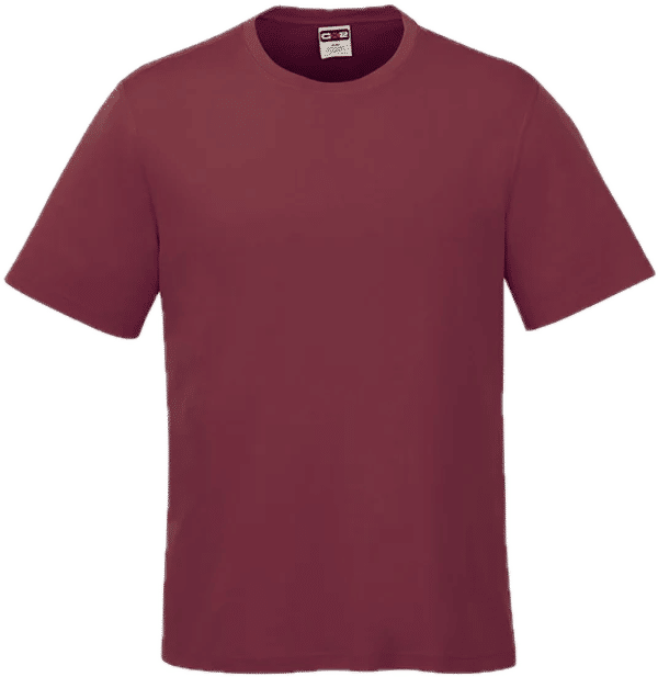 Am image of a Custom CX2 Coast Adult Performance Crewneck T Shirt in Maroon!