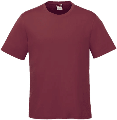 Am image of a Custom CX2 Coast Adult Performance Crewneck T Shirt in Maroon!