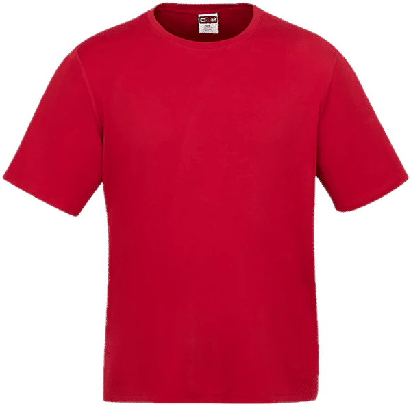 Am image of a Custom CX2 Coast Adult Performance Crewneck T Shirt in Red!