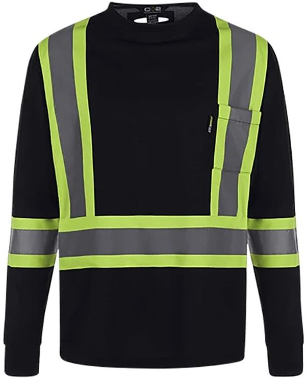 Am image of a Custom CX2 Lookout Hi Vis Safety Long Sleeve Shirt in Navy!