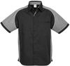 Am image of a Custom Biz Collection Mens Nitro Shirt in Black/Grey/White!