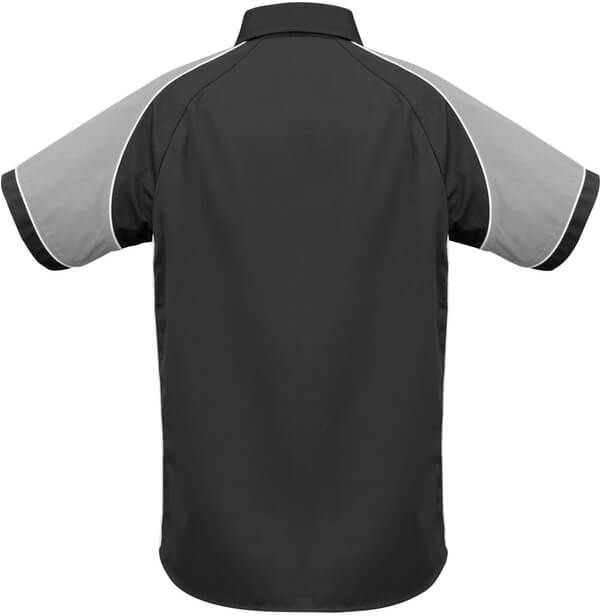 Am image of a Custom Biz Collection Mens Nitro Shirt in Black/Grey/White!
