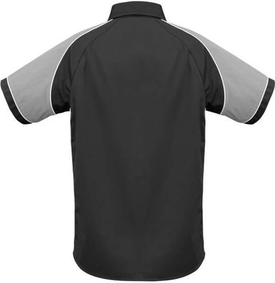 Am image of a Custom Biz Collection Mens Nitro Shirt in Black/Grey/White!