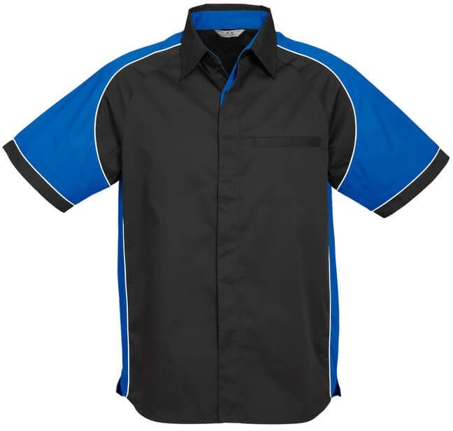 Biz Collection Mens Nitro Shirt in Black/Royal/White