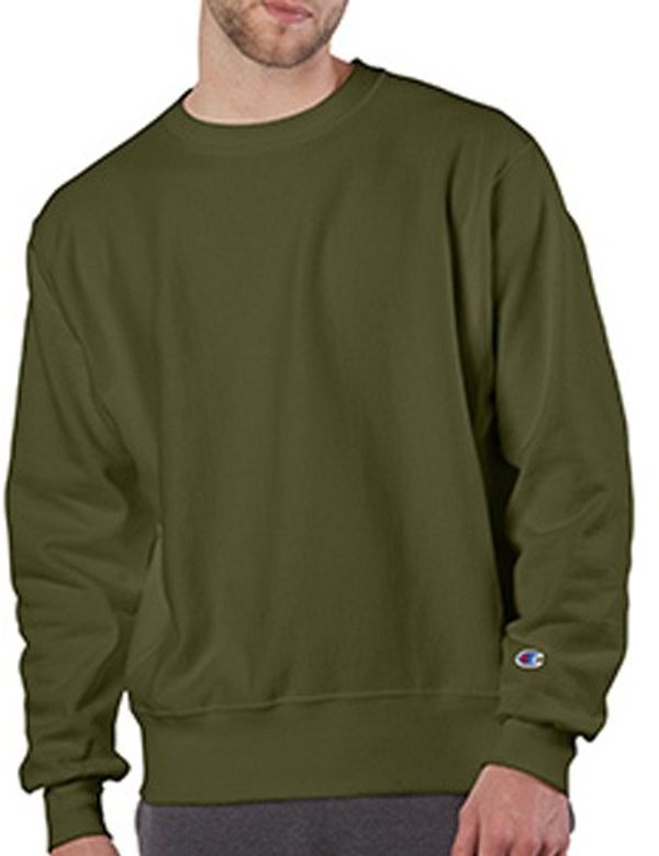 Am image of a Custom Champion Adult Reverse Weave Fleece Crew in Fresh Olive!