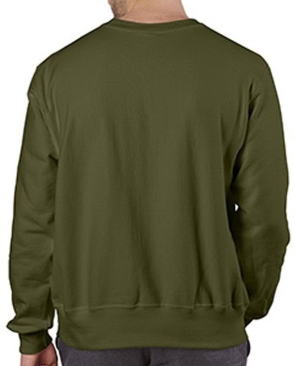 Am image of a Custom Champion Adult Reverse Weave Fleece Crew in Fresh Olive!