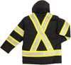 Am image of a Custom Tough Duck Safety Parka in Black!