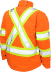 Am image of a Custom Tough Duck Ripstop Fleece Lined Safety Jacket in Solid Orange!