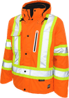 Am image of a Custom Tough Duck Ripstop Fleece Lined Safety Jacket in Solid Orange!