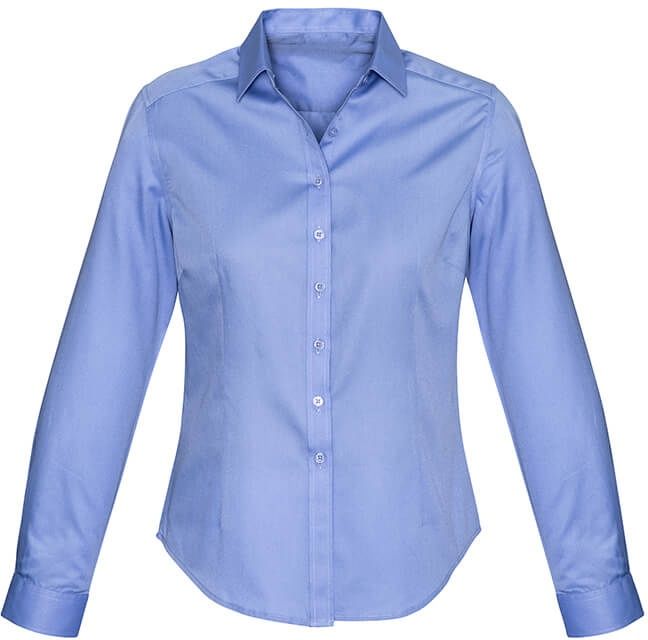 Biz Collection Ladies Dalton Long Sleeve Shirt in Mid Blue