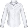 Am image of a Custom Biz Collection Ladies Dalton Long Sleeve Shirt in White!