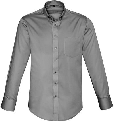 Am image of a Custom Biz Collection Mens Dalton Long Sleeve Shirt in Grey!