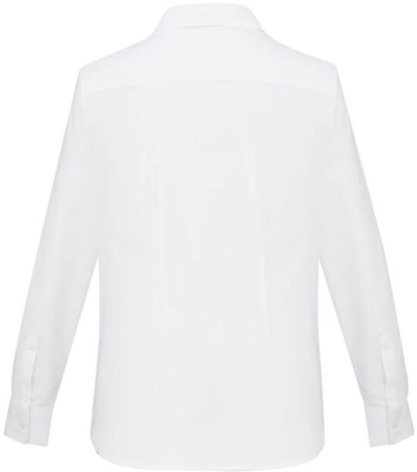 Am image of a Custom Biz Collection Ladies Oxford Long Sleeve Shirt in White!
